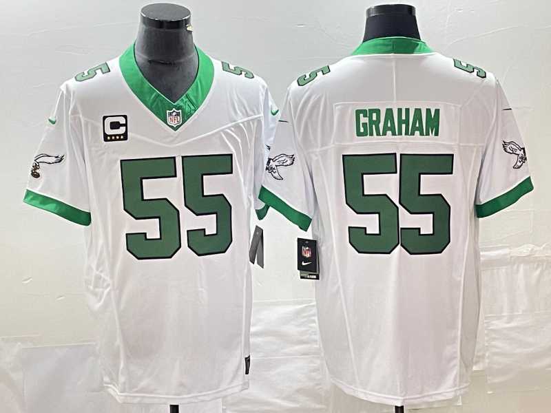 Mens Philadelphia Eagles #55 Brandon Graham White 2023 F.U.S.E. Vapor Untouchable With C Patch Stitched Football Jersey